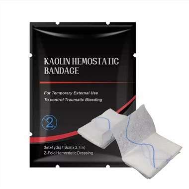 100 % bomull och steril kaolin hemostatisk gasväv 3in X4yards sårvårdsbandage